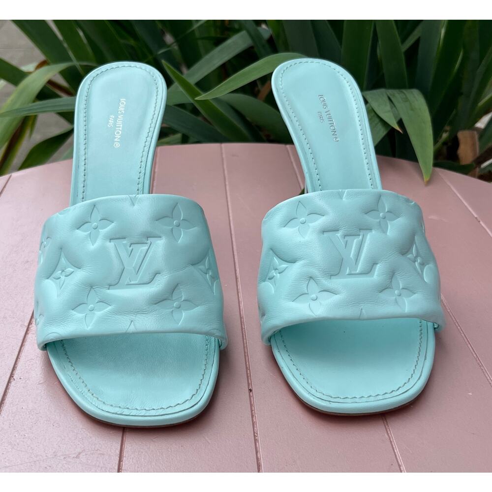LOUIS VUITTON Revival Mules Heels LV MG Sandals Leather NEW w/box Sz 39 #BR0232 - Picture 3 of 12